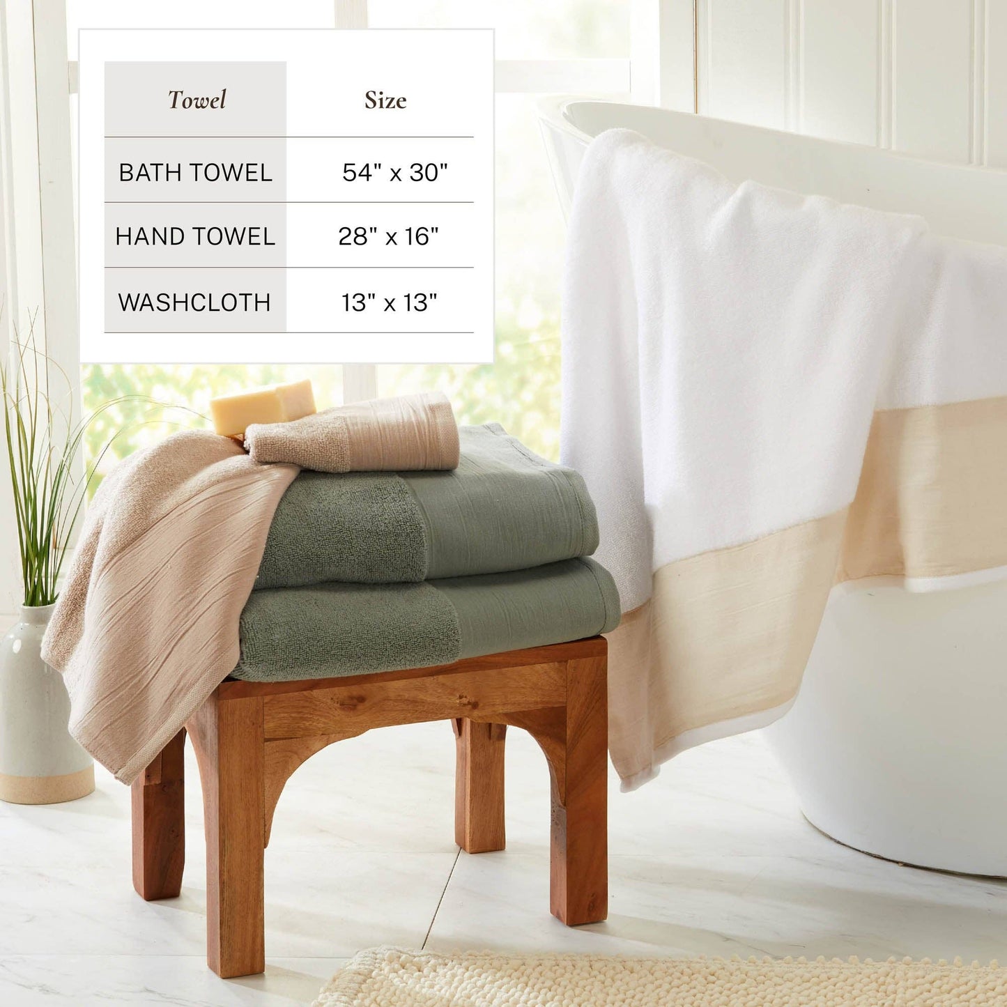 Bath Towel Set - 100% Cotton 6-Piece Set - Priya Collection