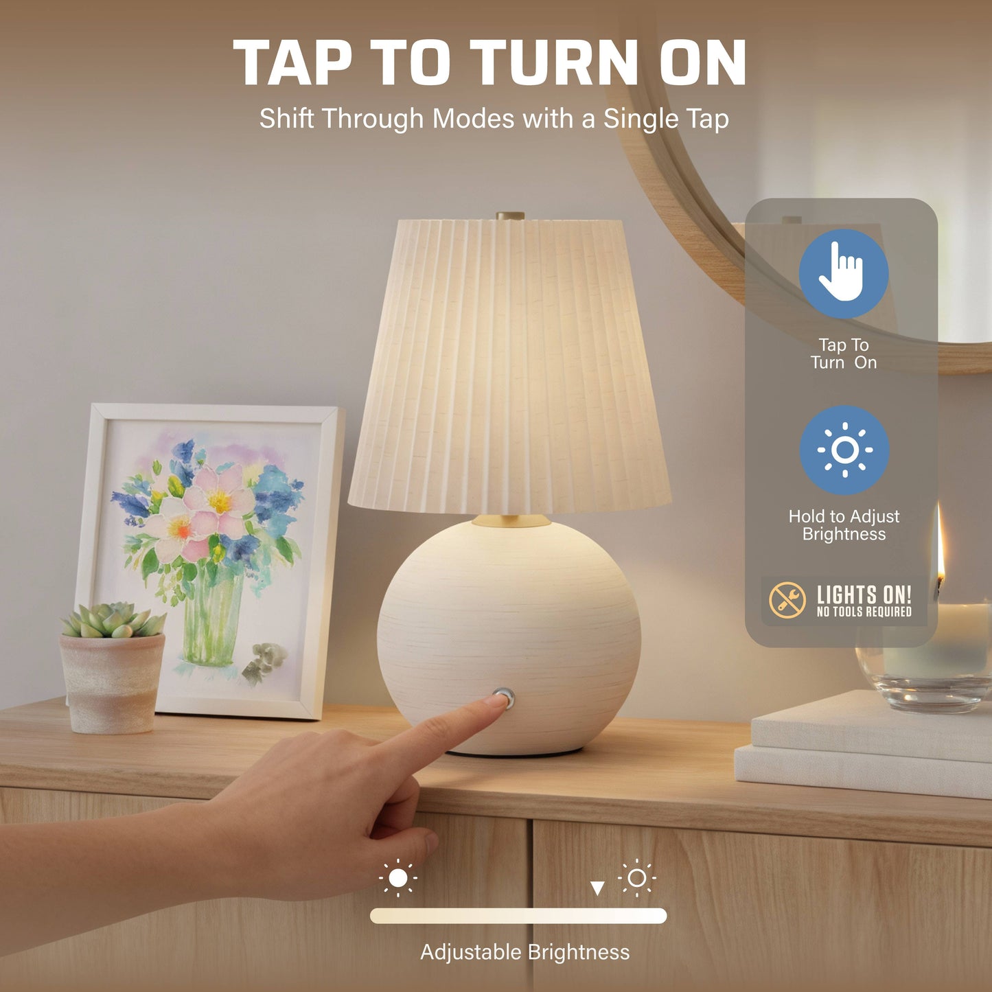 Rechargeable Ceramic Luna Table Lamp