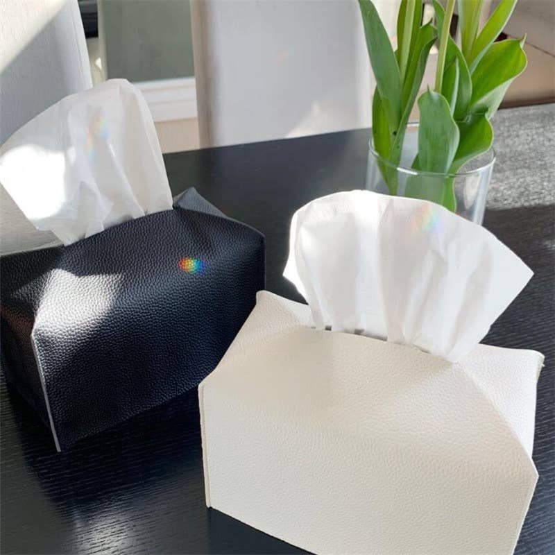 Vegan Leather Tissue Box Cover - Rectangle