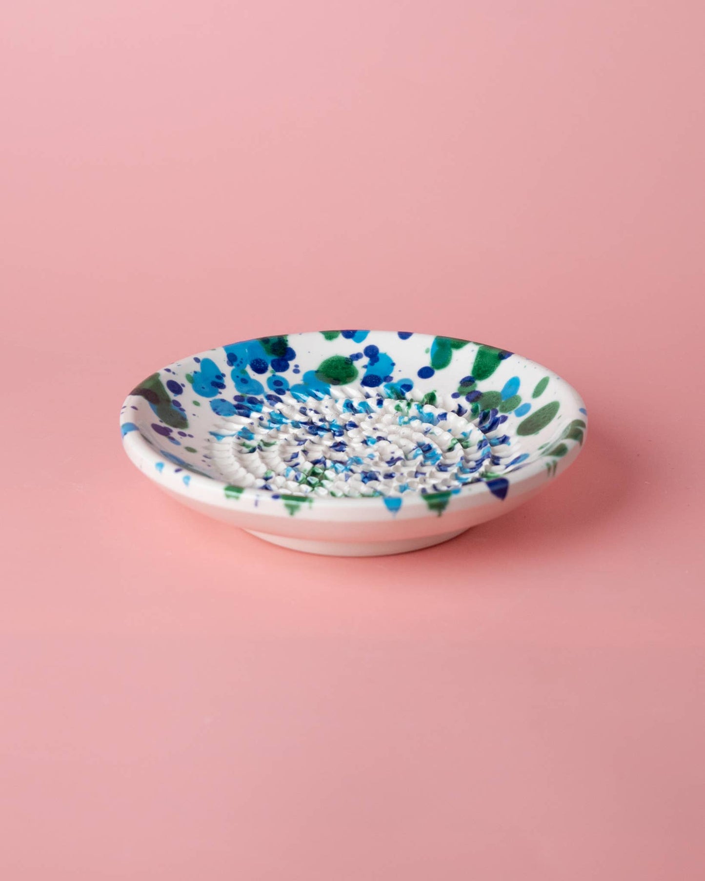 Garlic grater ceramic plate - Small blue coral