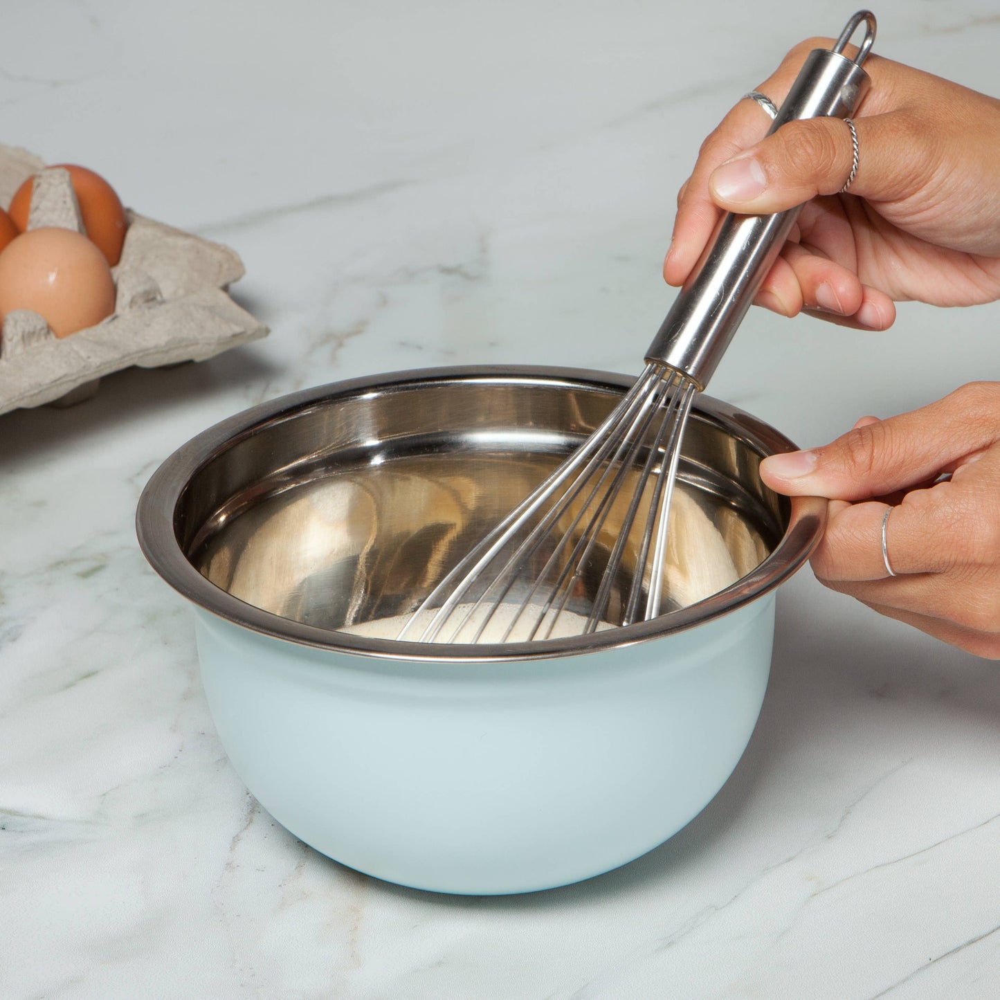 Matte Steel Robins Egg Blue Mixing Bowls Set of 3