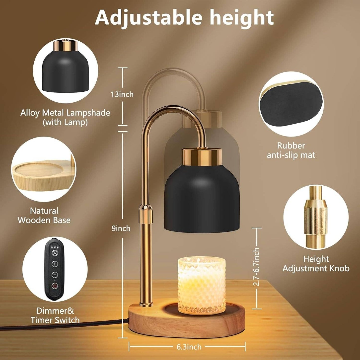 Black Ultra modern Electric Candle Warmer With Timer