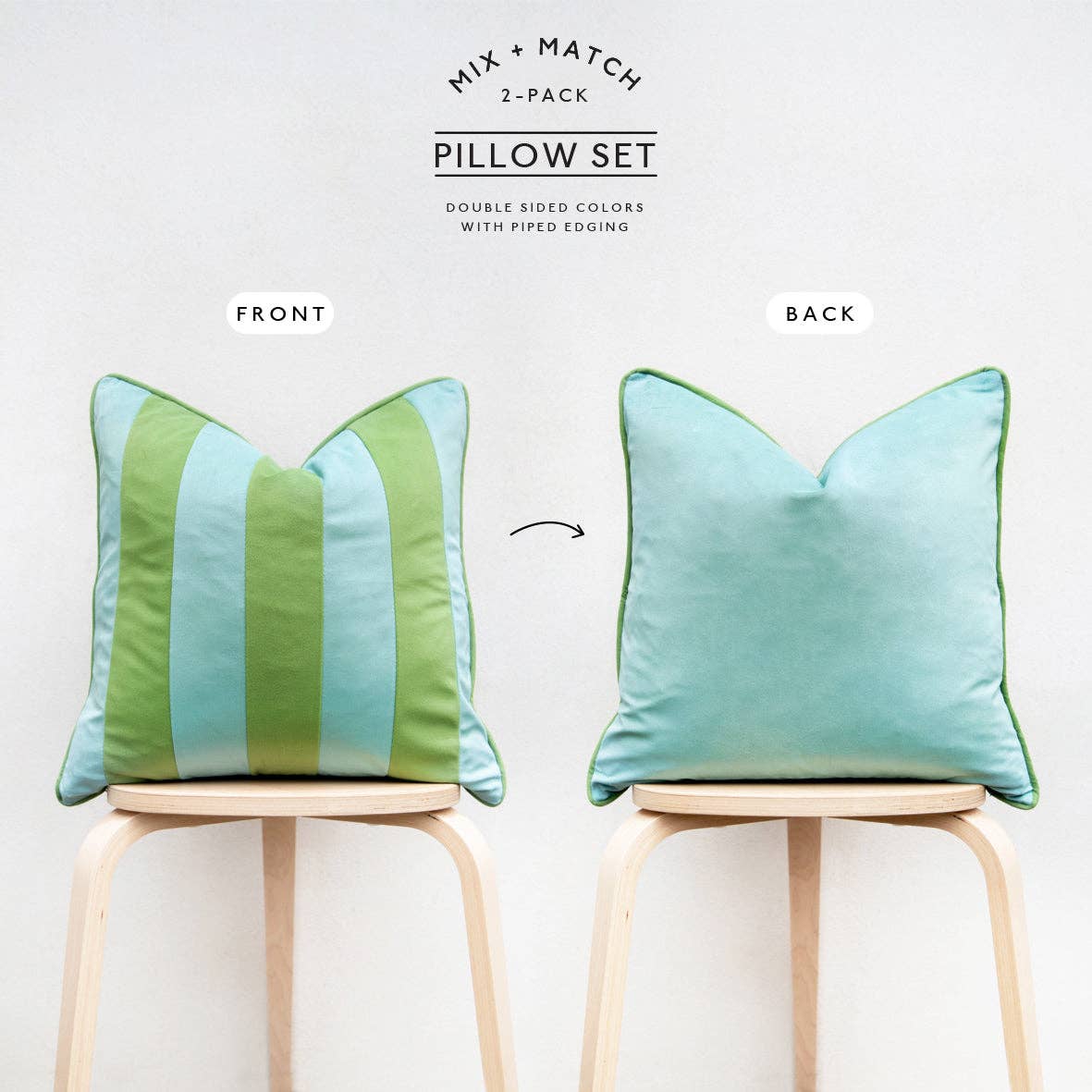Tamarindo Velvet Pillow Covers (2-Pack) – Light Green & Light Blue