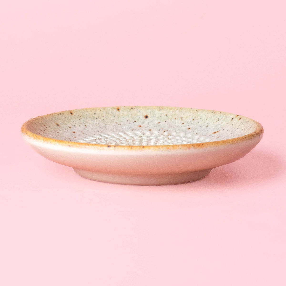 Ceramic Garlic Grater Plate - Small Beige
