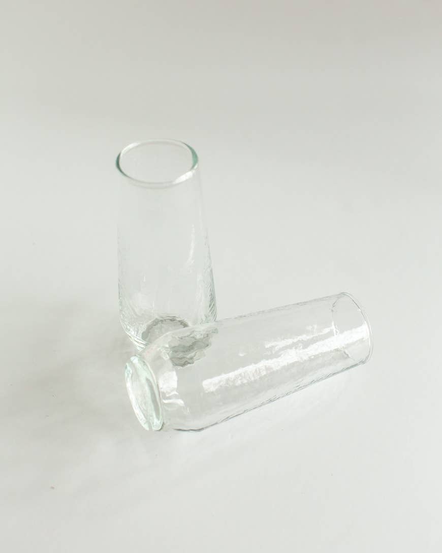 Handblown Hammered Champagne Flutes | Set of 2