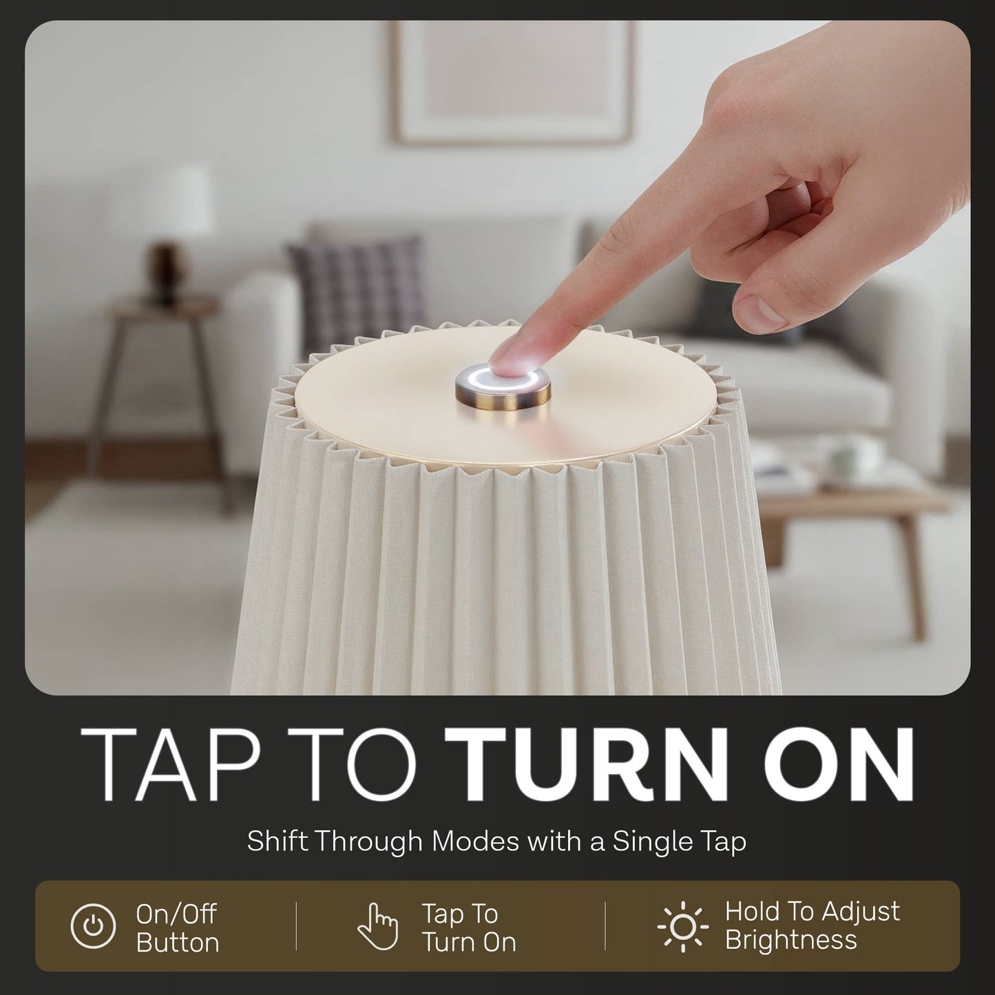 Cream 16" Height Rechargeable Touch Control LED Lamp