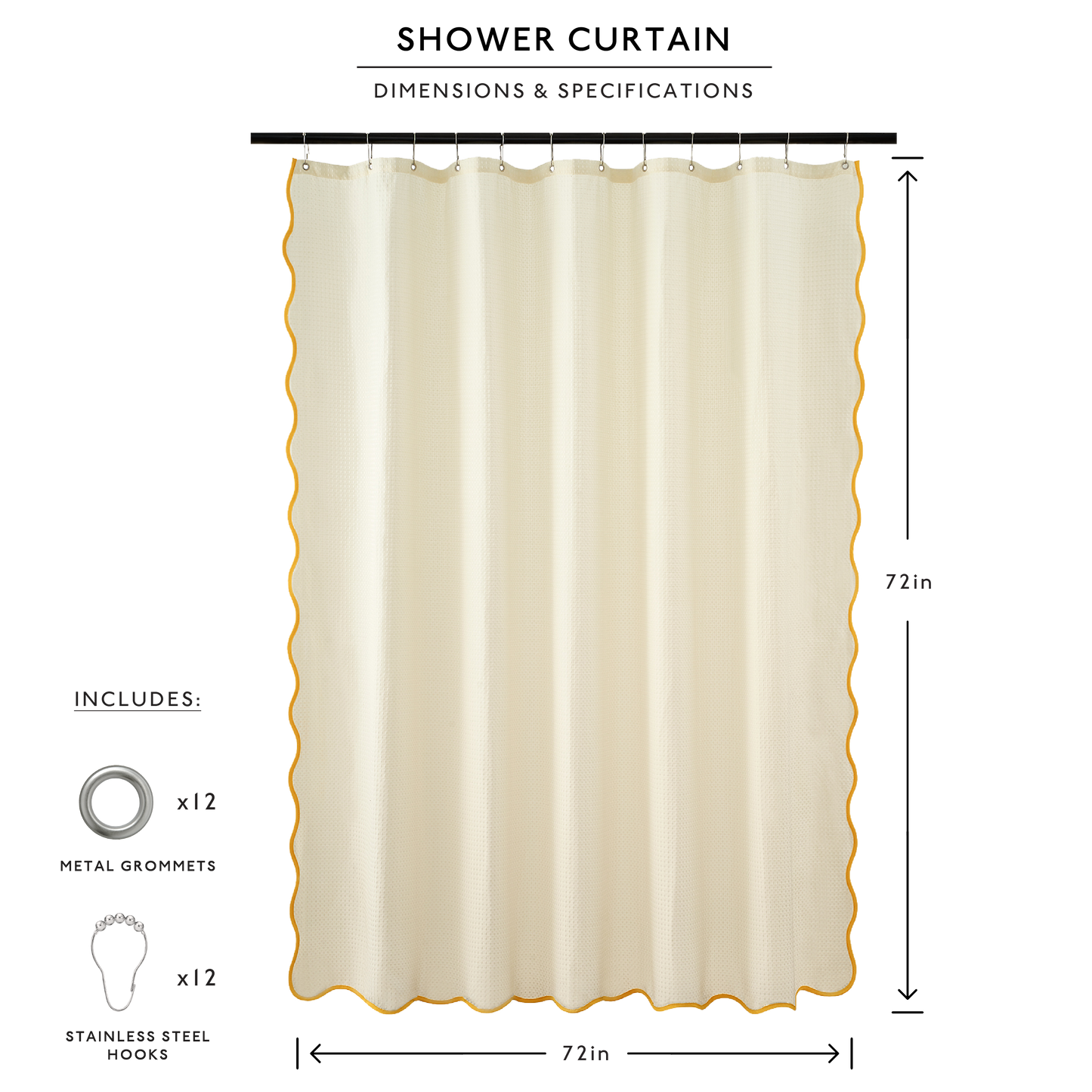 Anemona Shower Curtain (Mustard/Cream)