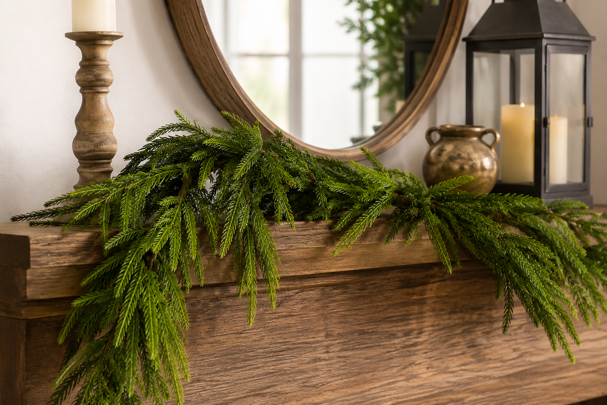 58" Natural Touch Norfolk Pine Garland–Realistic Fresh Touch