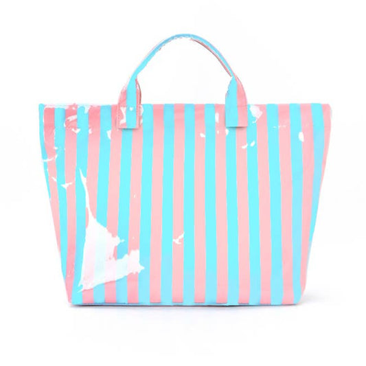 Large Striped Vinyl Tote Bags