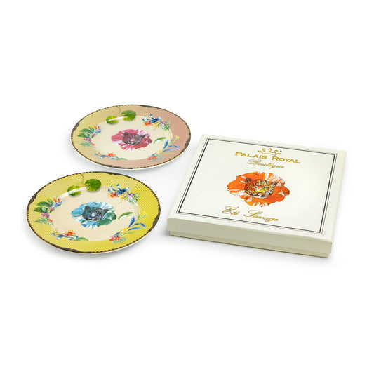 Summer Savanna Leopard Porcelain Dessert Plate Set of 2