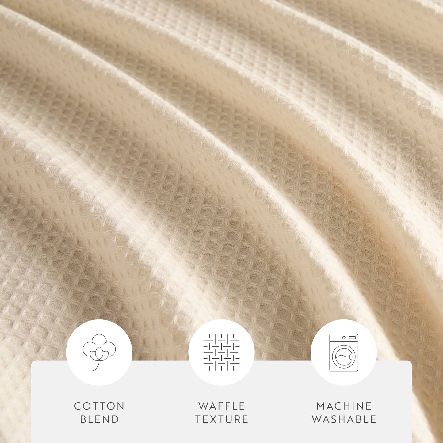Waffle-Weave Cotton Blend Shower Curtain