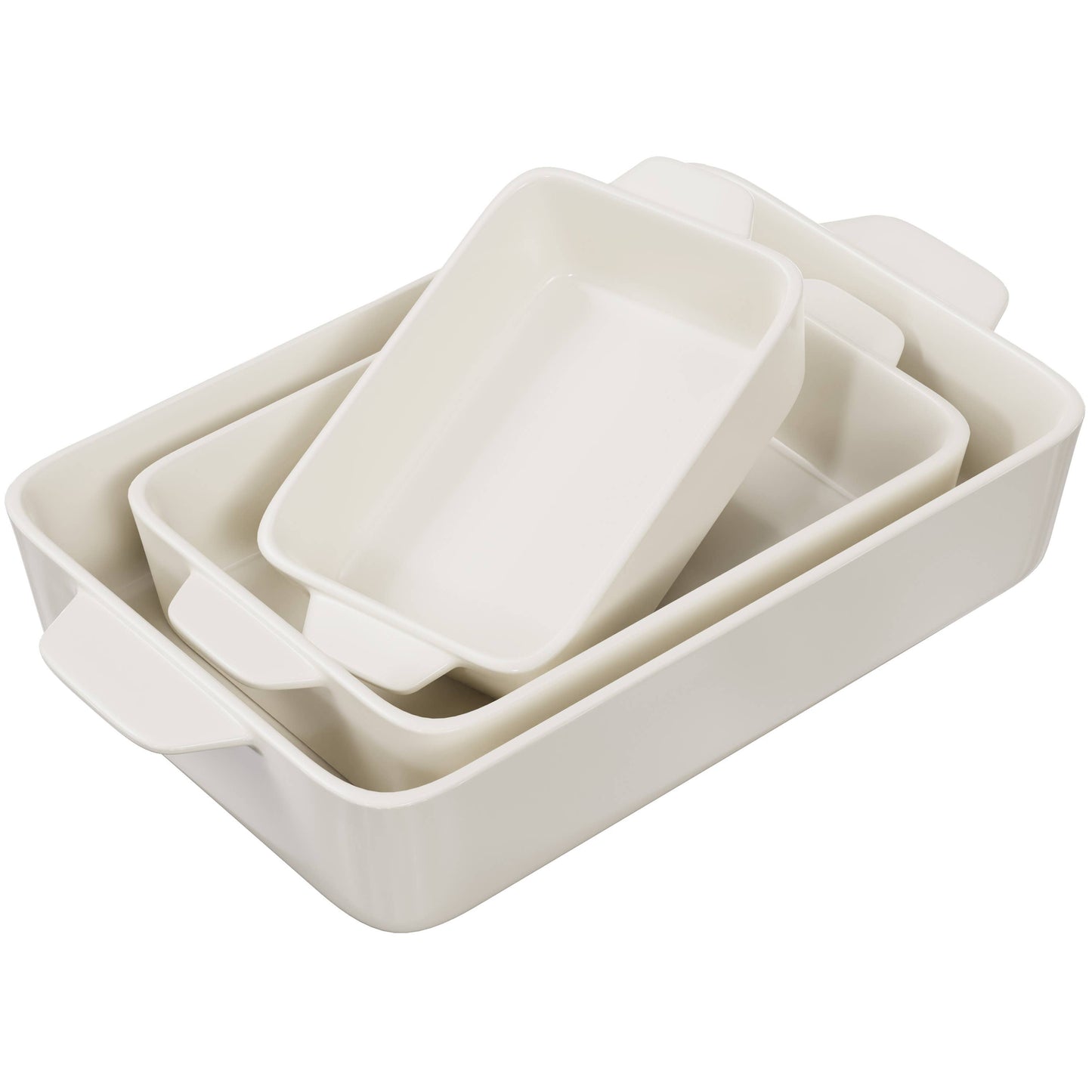 Kook Ceramic Baking Dishes, Small, Medium, Large, Set of 3