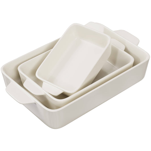 Kook Ceramic Baking Dishes, Small, Medium, Large, Set of 3