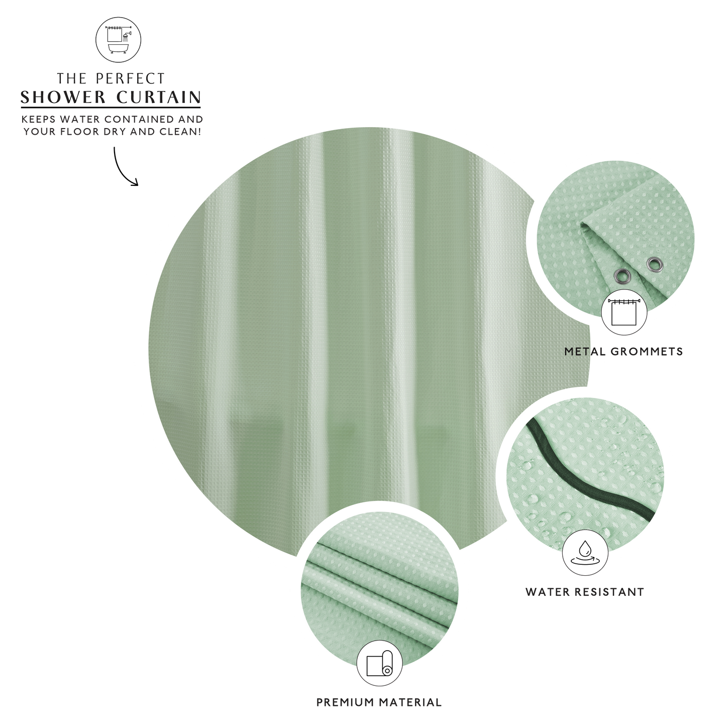 Anemona Shower Curtain (Dark Green/Light Sage)