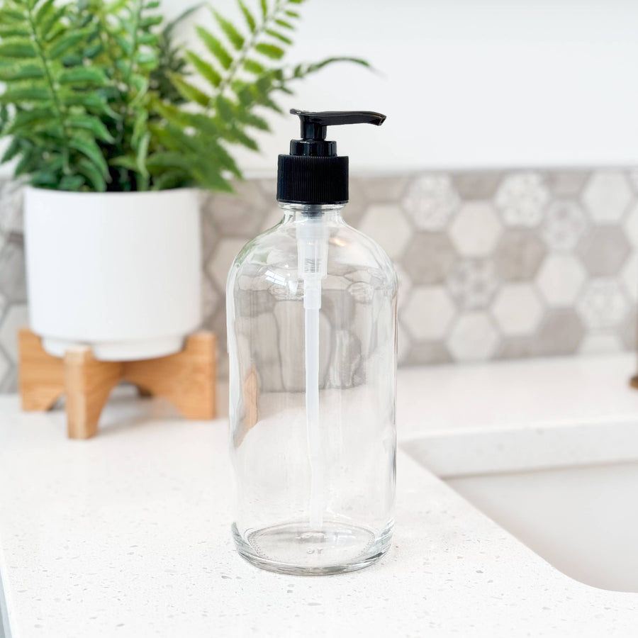 16 oz Empty Clear Glass Lotion & Soap Bottle