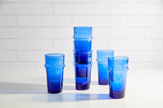 Moroccan Beldi Glassware - Blue (Set of 6)