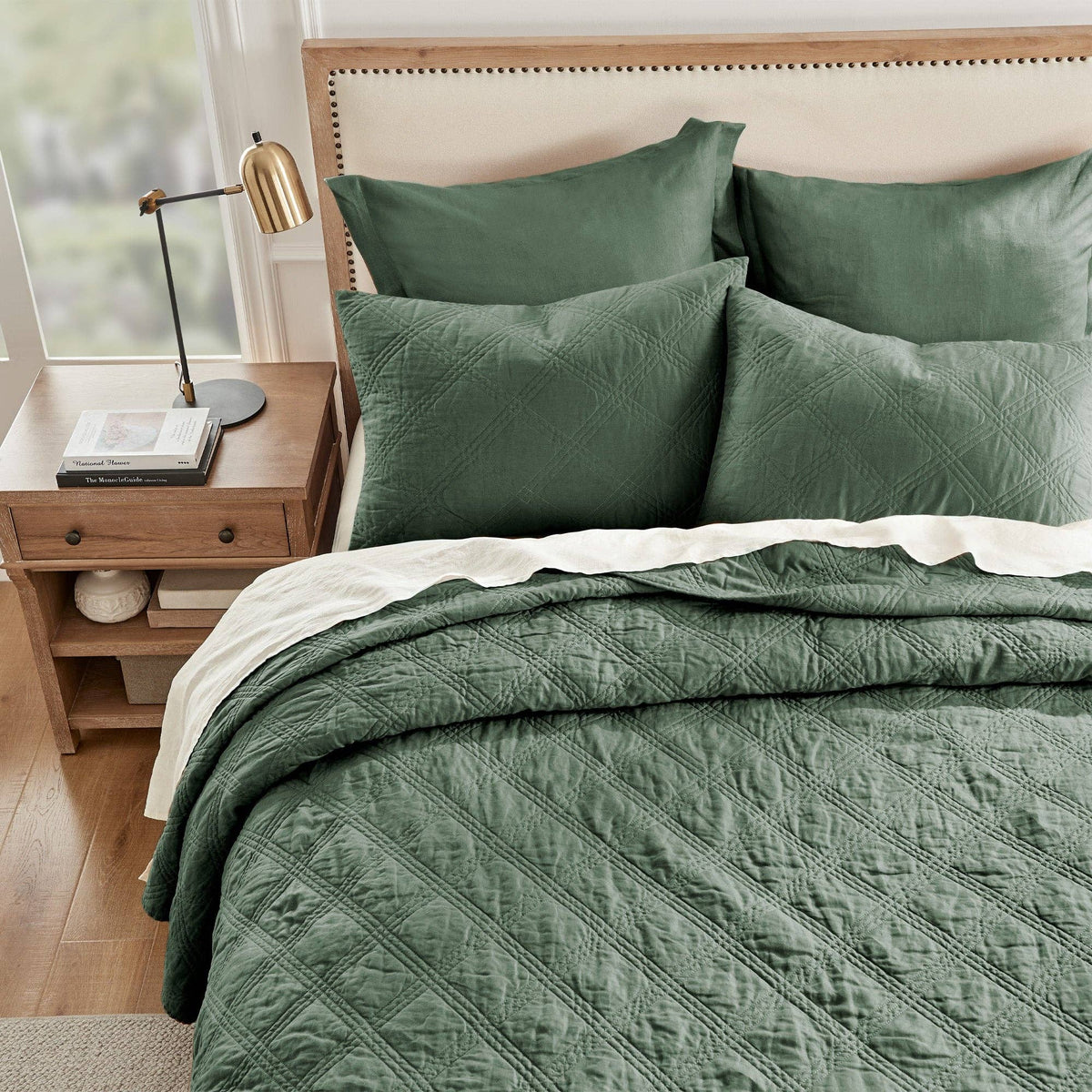 French Flax Washed Linen Quilted Sham
