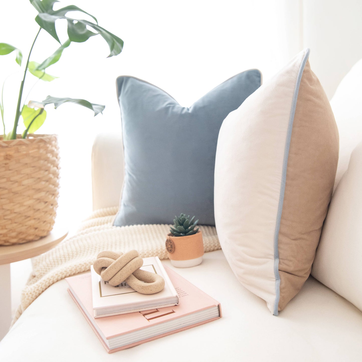 Monteverde Pillow Covers (2-Pack) - Beige/Light Blue