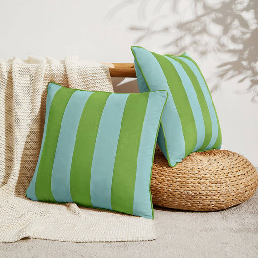 Tamarindo Velvet Pillow Covers (2-Pack) – Light Green & Light Blue