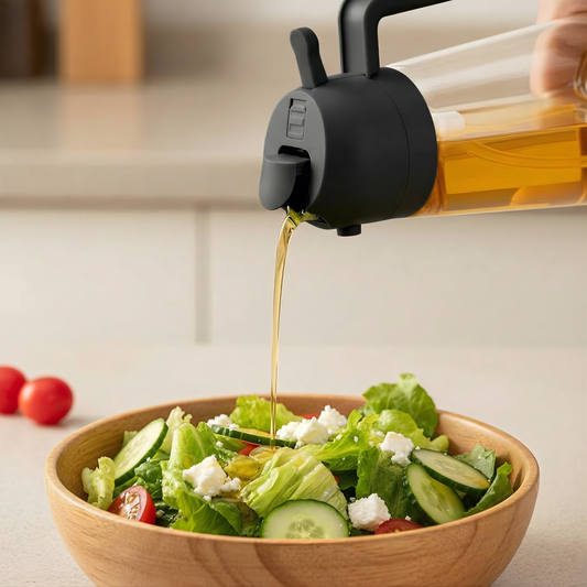 2-in-1 Glass Olive Oil Spray & Pour Bottle — 16 oz — Black