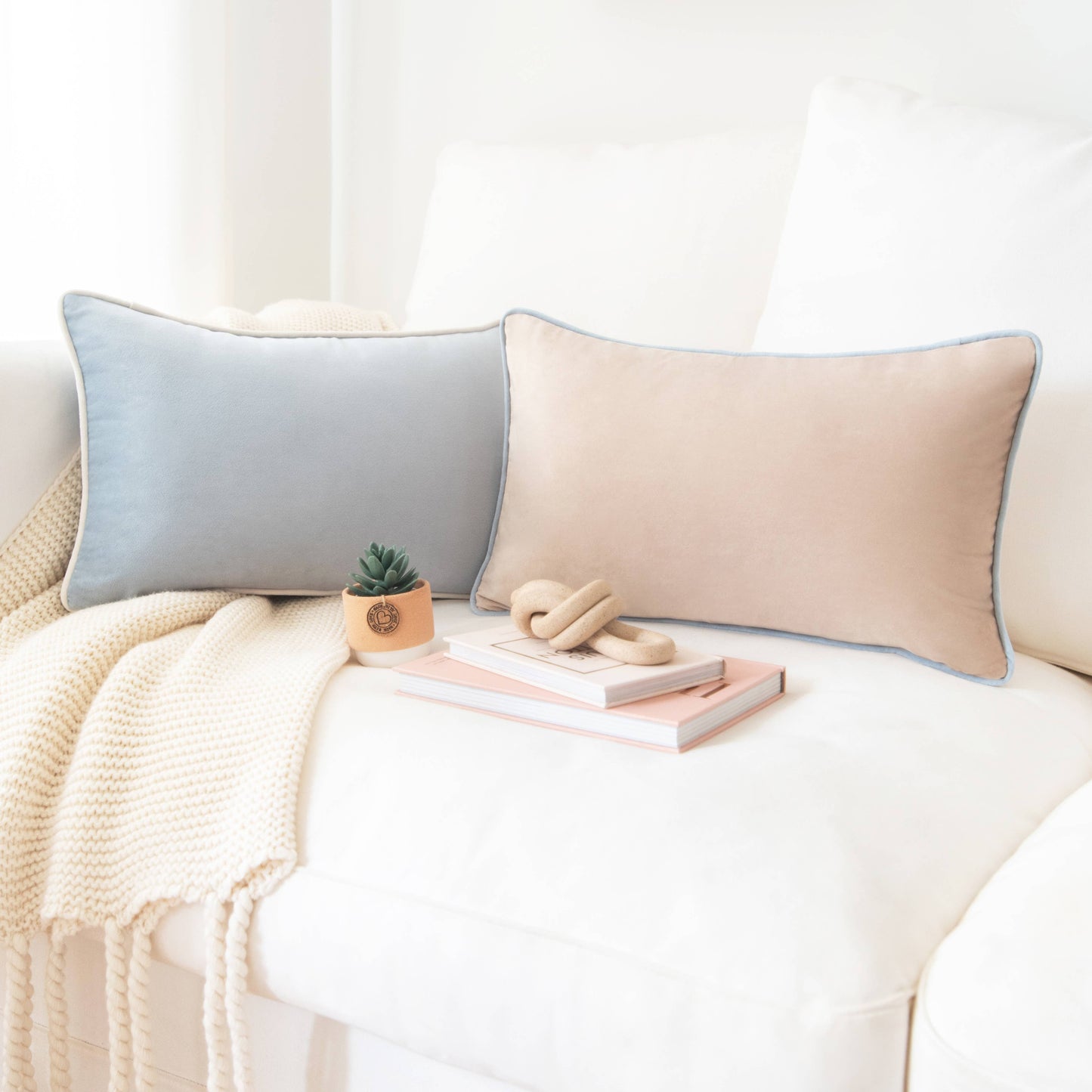 Monteverde Pillow Covers (2-Pack) - Beige/Light Blue
