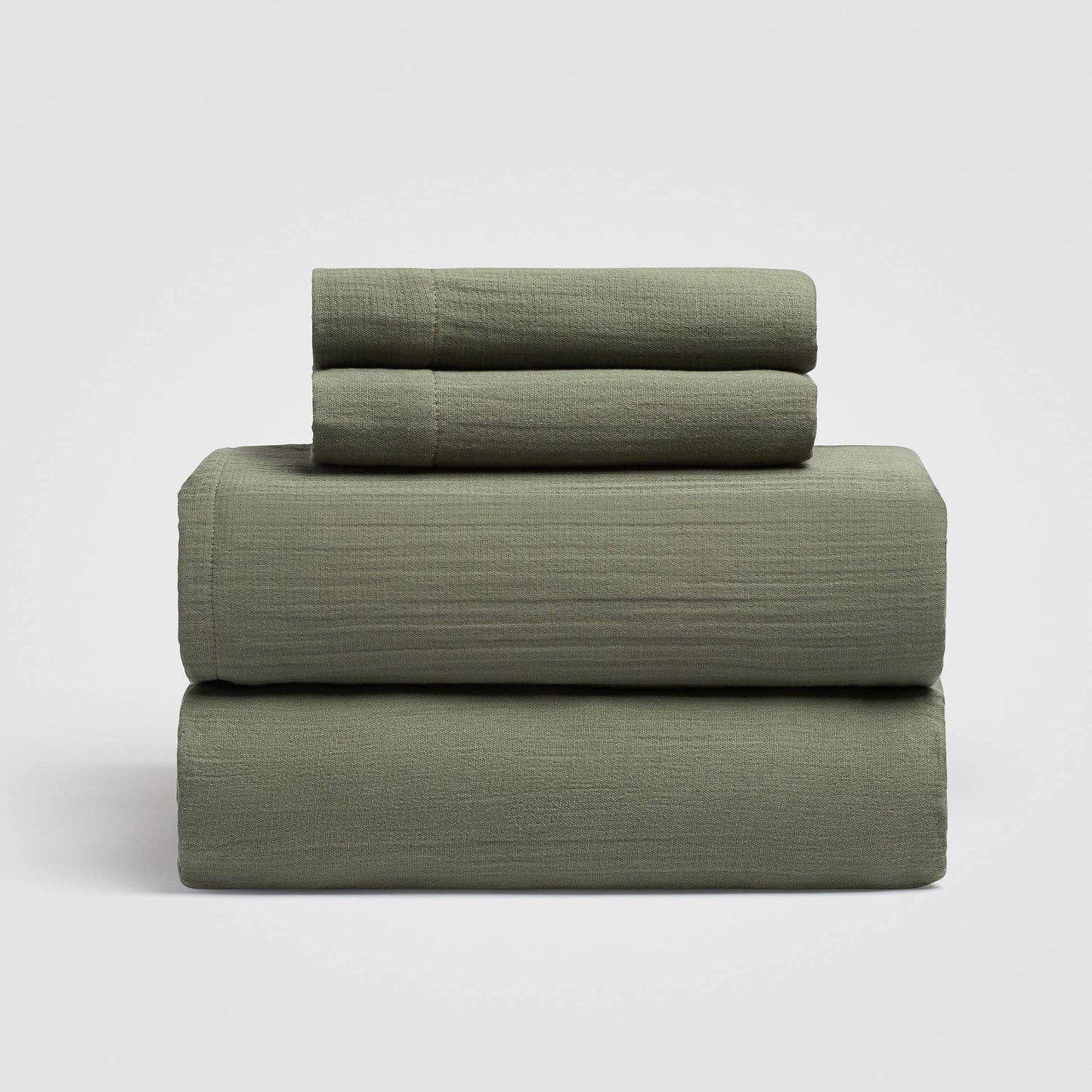 Zen Crinkled Comfort 4-Piece Cotton Sheet Set (Matcha Green)