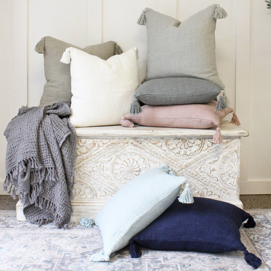 Hand Woven Tassel Throw Pillow