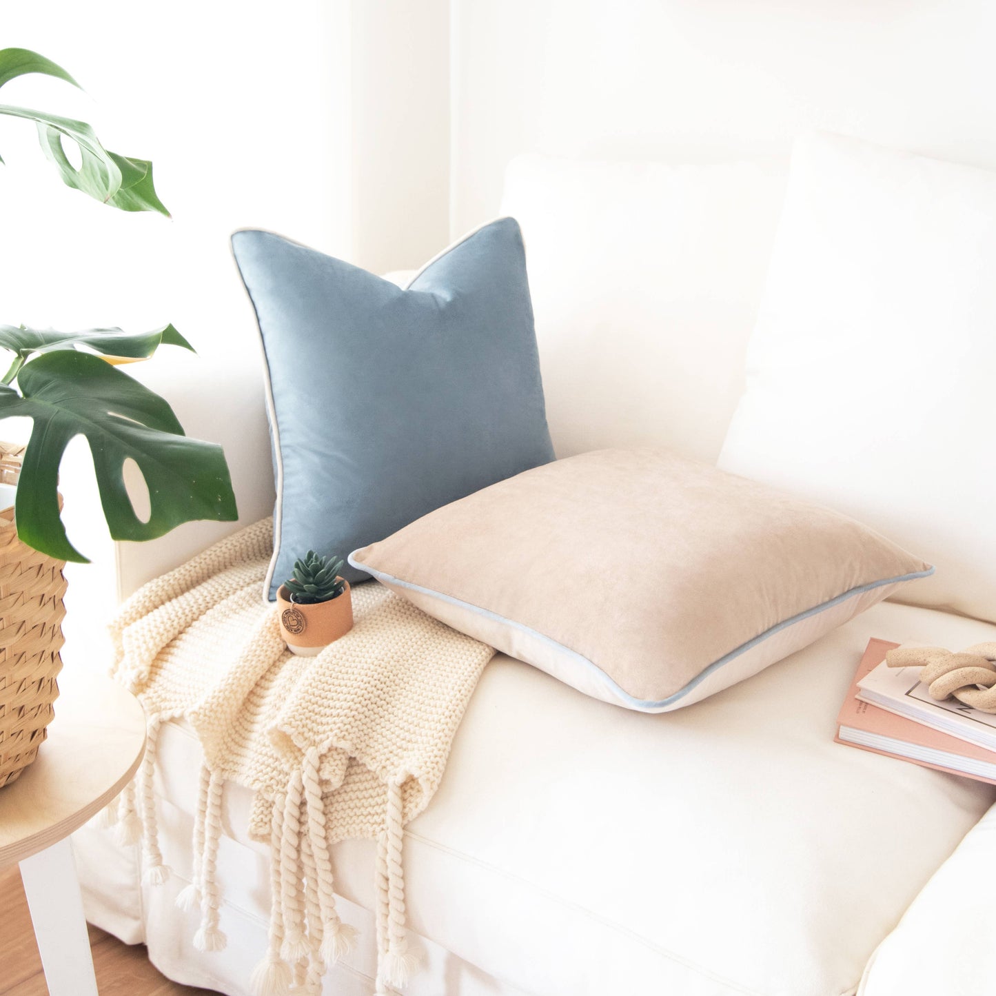 Monteverde Pillow Covers (2-Pack) - Beige/Light Blue