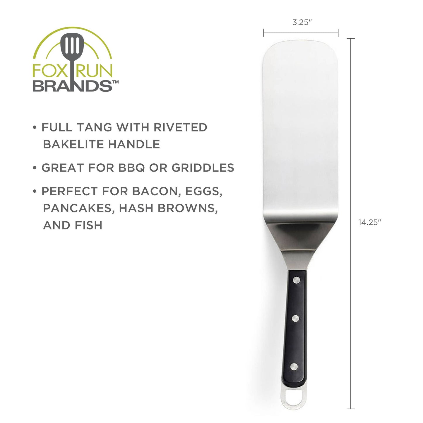 Fox Run Griddle Spatula, Stainless Steel,14.76“x 2.95”x3.35”