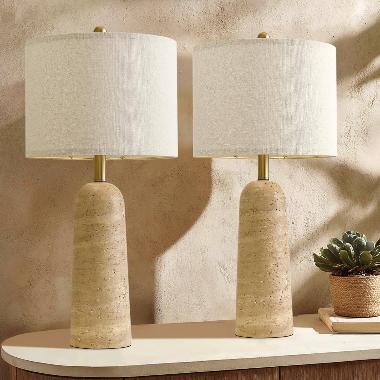 27 Inch Beige Traver tineInspired Resin Table Lamps