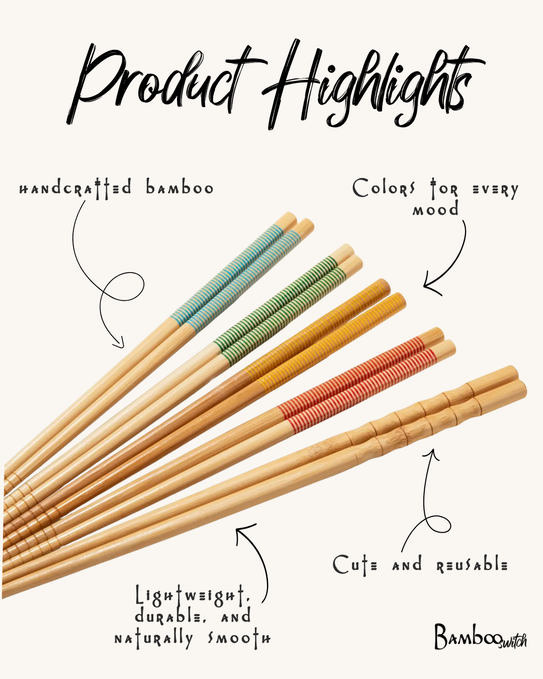 Bamboo Chopsticks - Set of 2 | Earth Day Bestseller