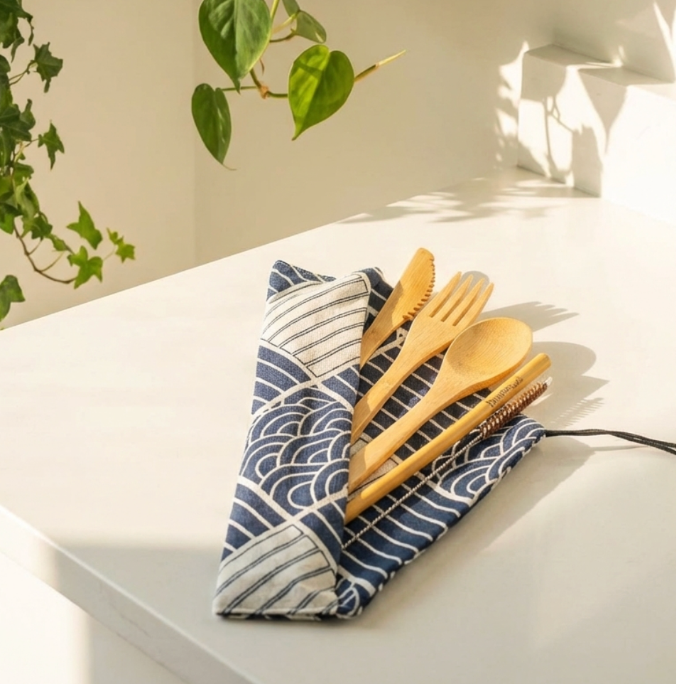 Bamboo Travel Cutlery Set | Earth Day Bestseller