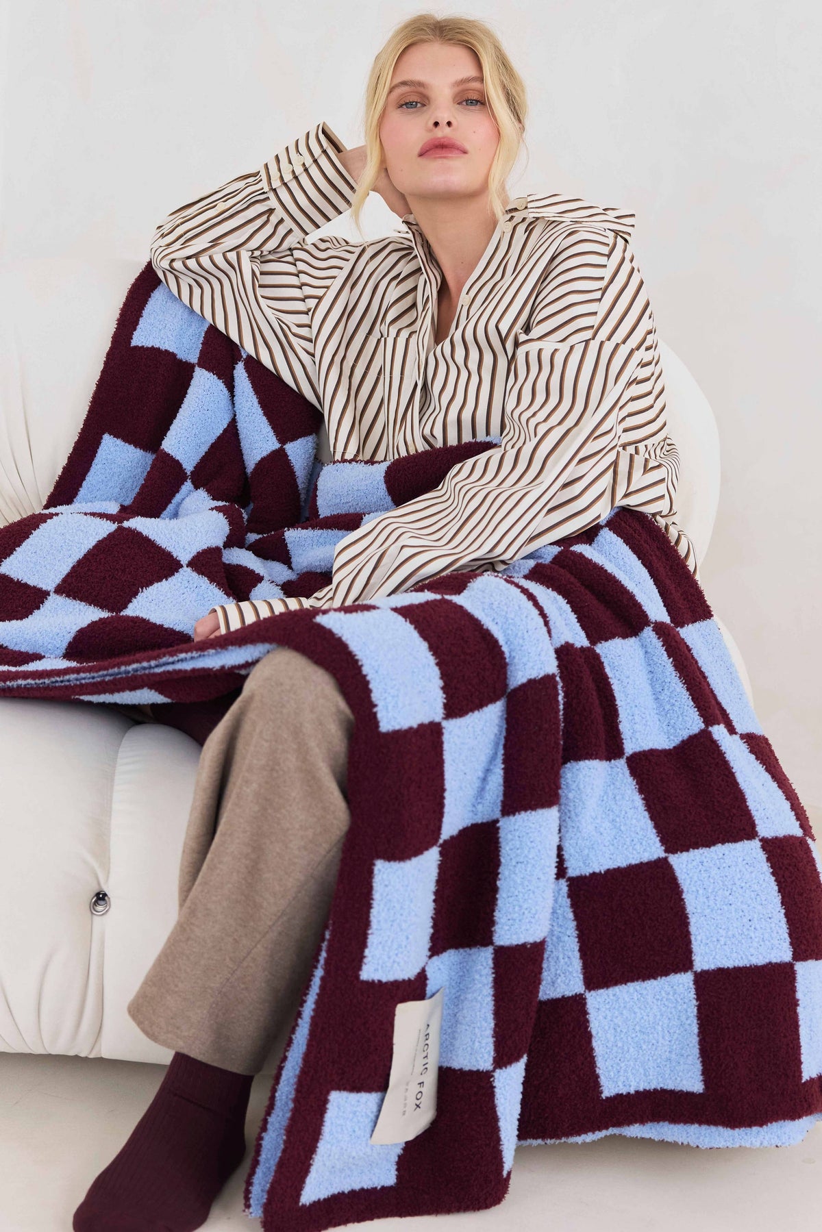 The Teddy Throw - 100% Recycled - Blue Check - FW26