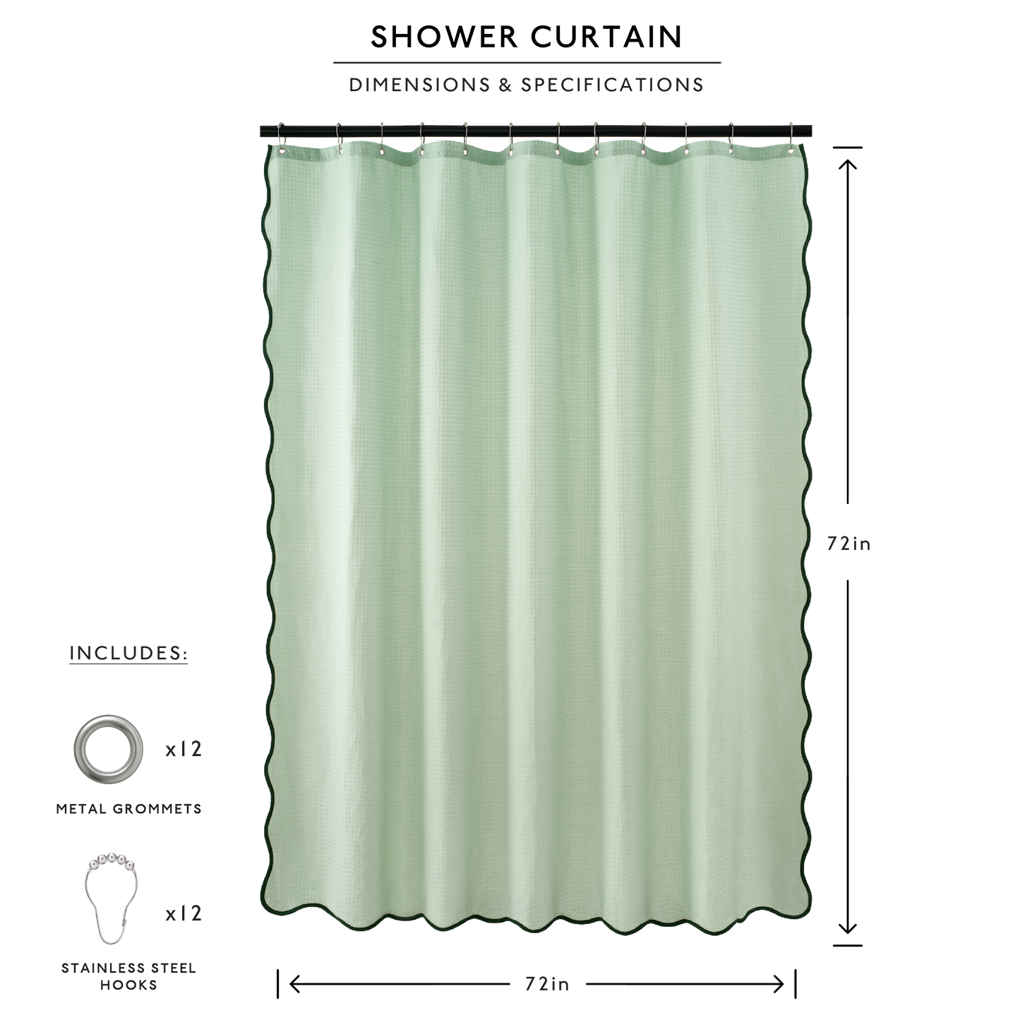 Anemona Shower Curtain (Dark Green/Light Sage)