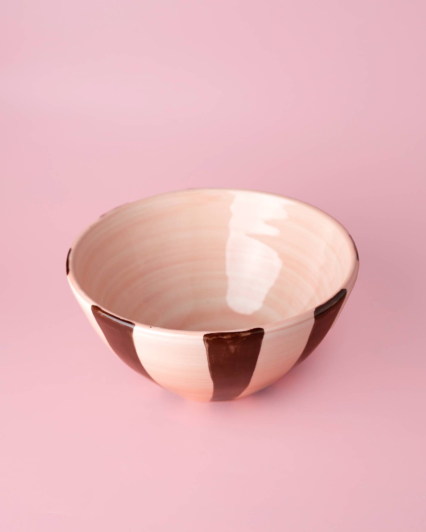 Ceramic Salad Bowl 1.5 L - 21 cm - Pink and Brown - Chocolate