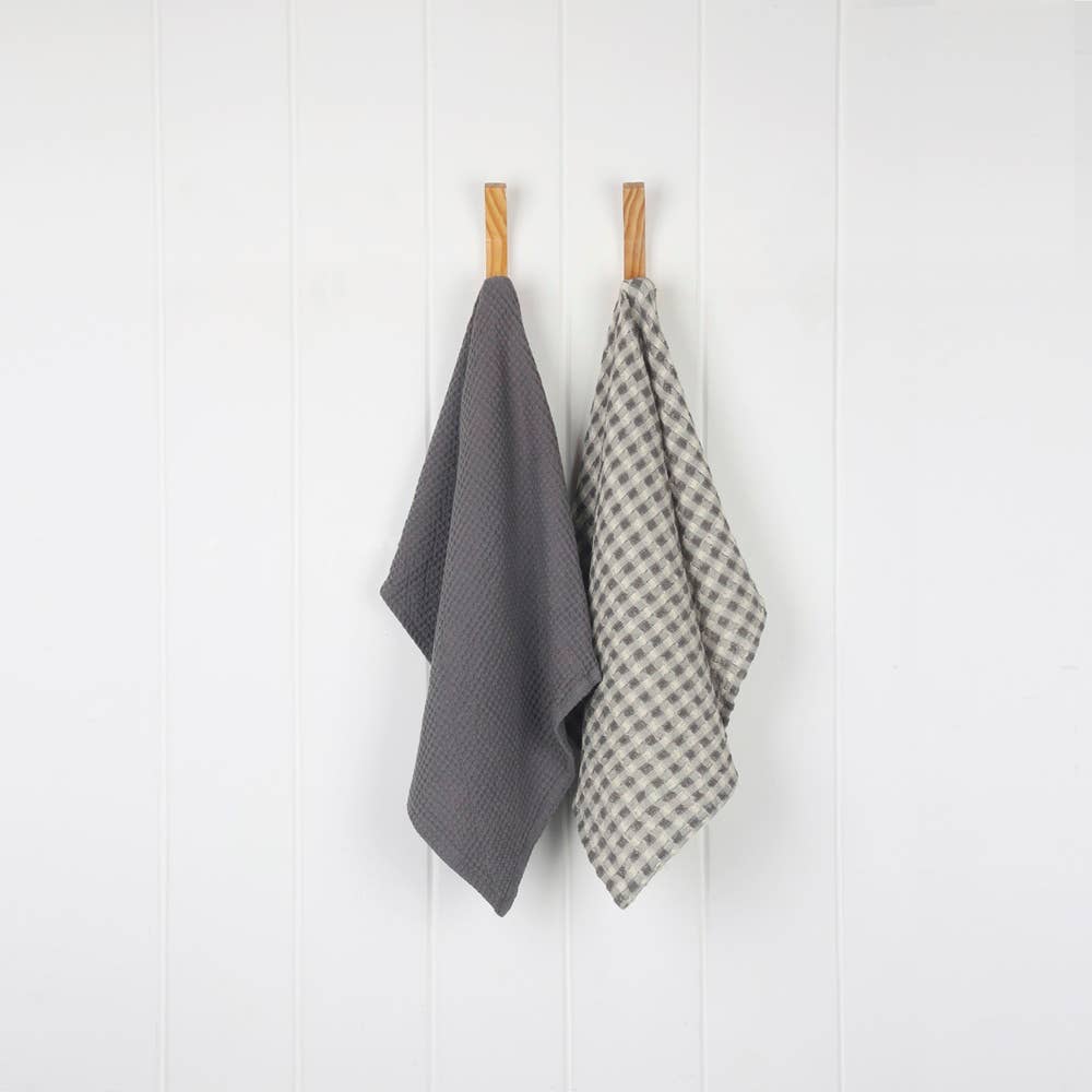 Waffle Tea Towel Set/2 - Charcoal