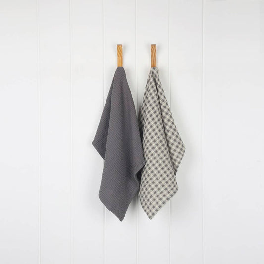 Waffle Tea Towel Set/2 - Charcoal