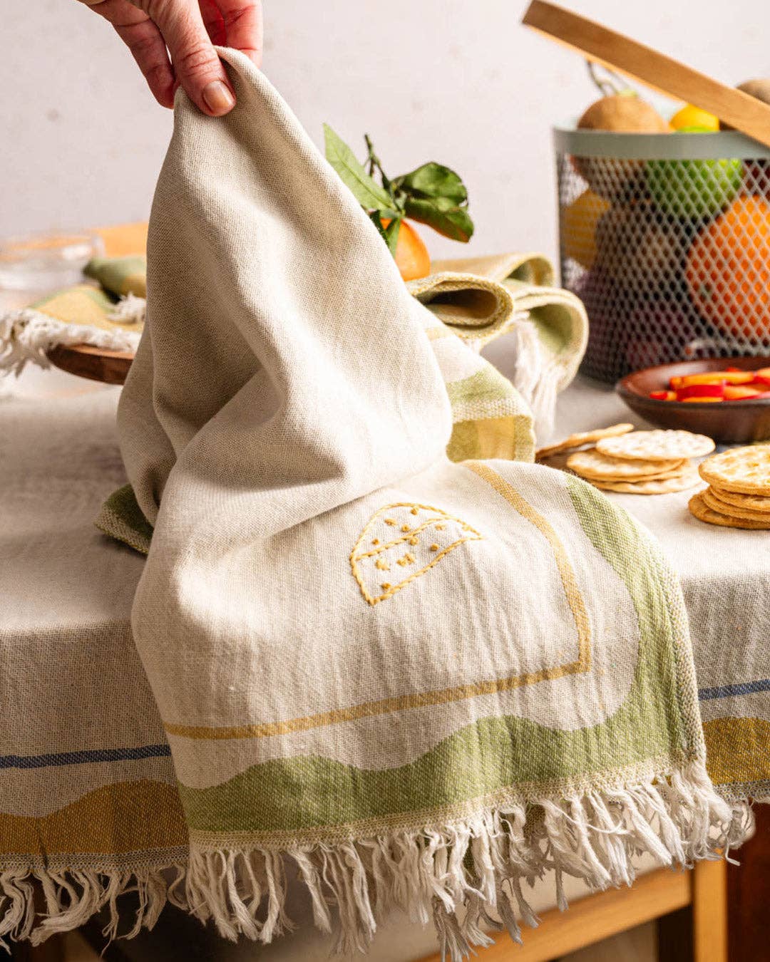Cheese Hand-Stitched Tea Towel Set
