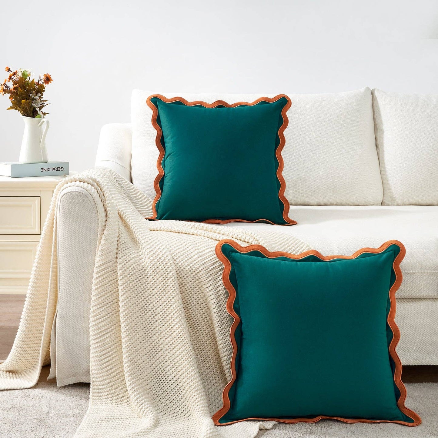 Maleku Pillow Covers (2-Pack) - Coral/Dark Teal