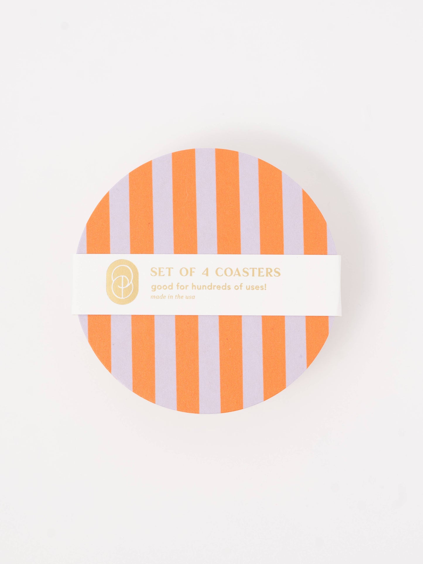 Ultra Violet and Orange Striped Coaster - Set of 4