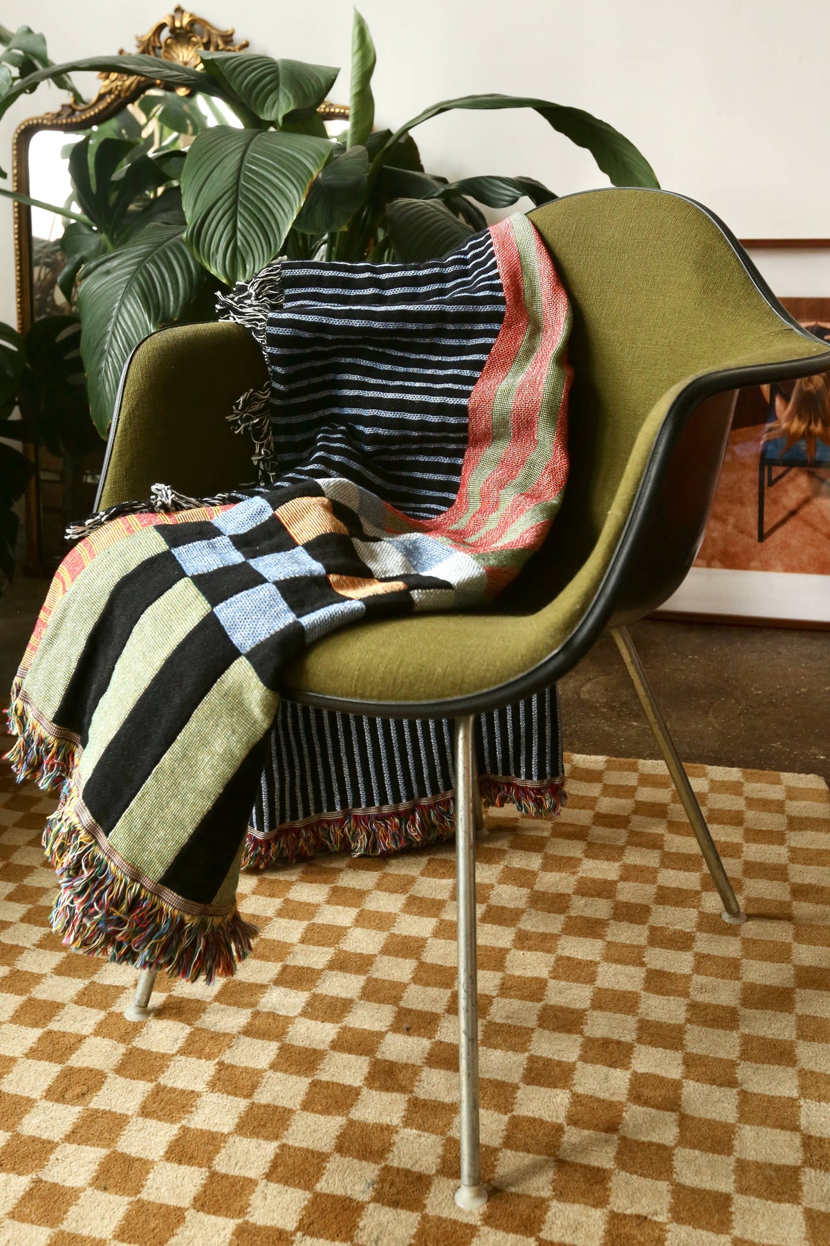Chex Mix Checkerboard Stripe Patchwork Tapestry Blanket