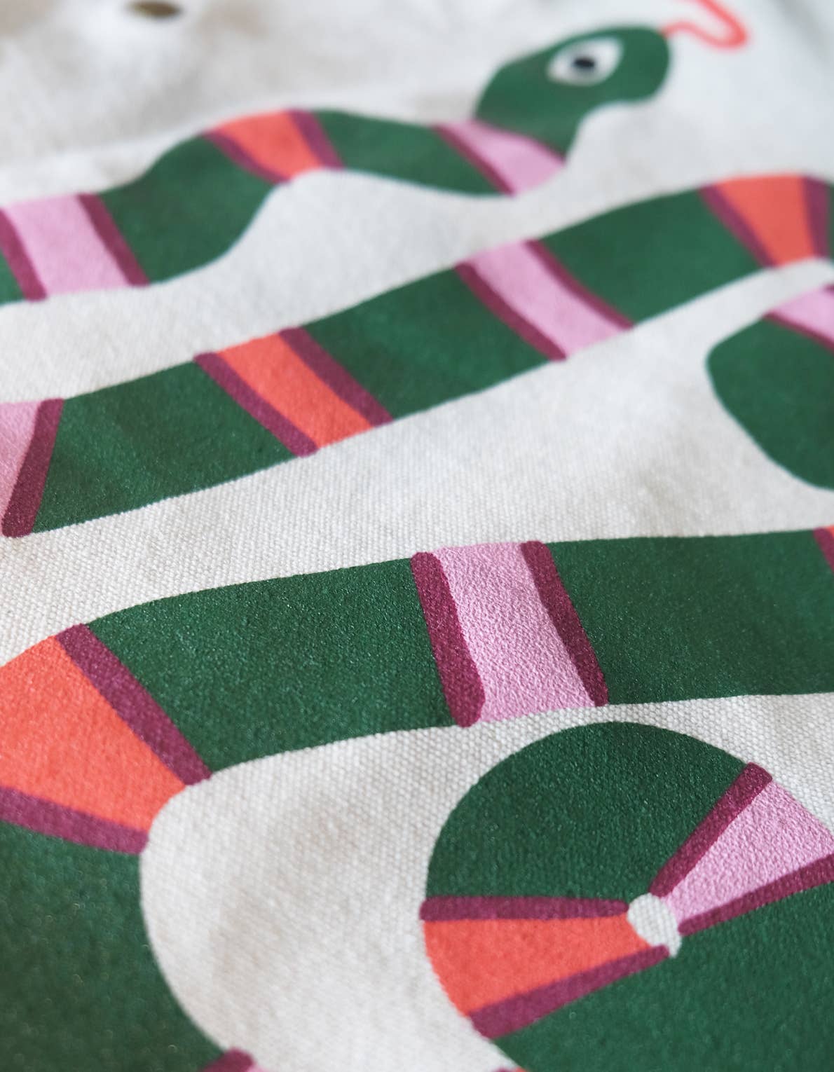 Striped Snake Canvas Tote