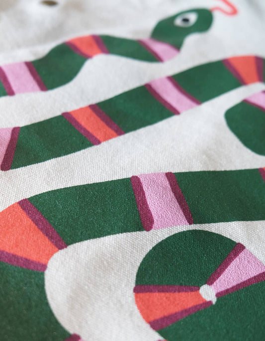 Striped Snake Canvas Tote