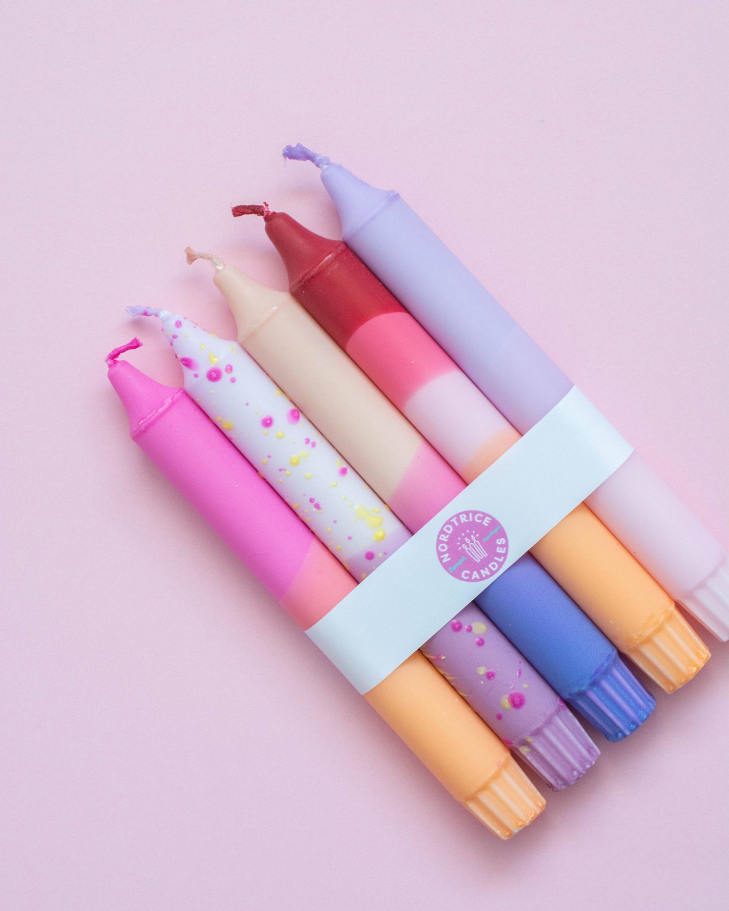 Taper candles- 5 pack/ pastel party sunset mix