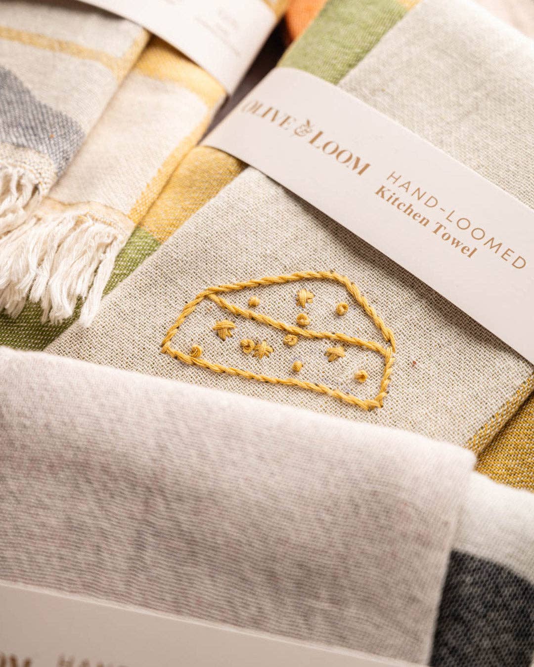 Cheese Hand-Stitched Tea Towel Set