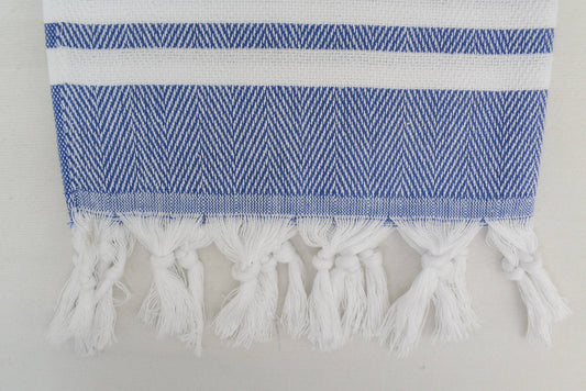 Turkish Hand Towels: Set of 2 (Blue Stripe)