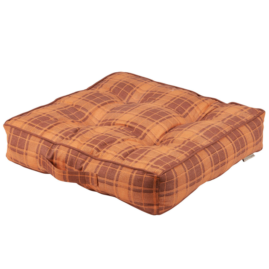 Orange Tartan Oversized Floor Pillow