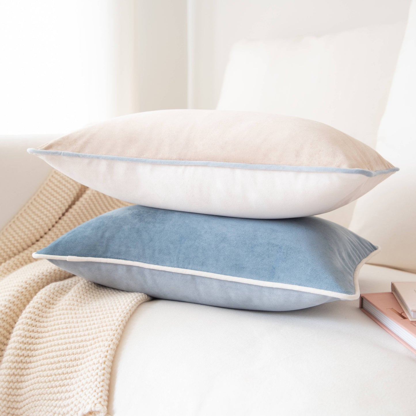 Monteverde Pillow Covers (2-Pack) - Beige/Light Blue