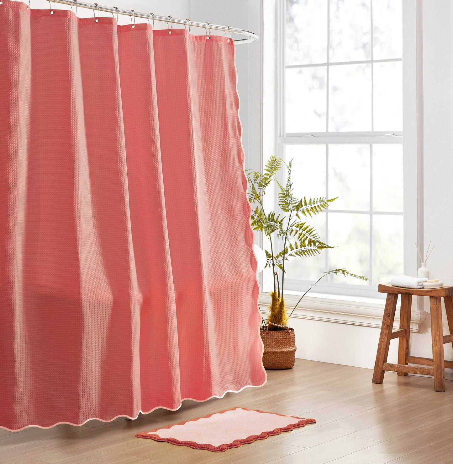 Anemona Shower Curtain (Light Coral/Coral)
