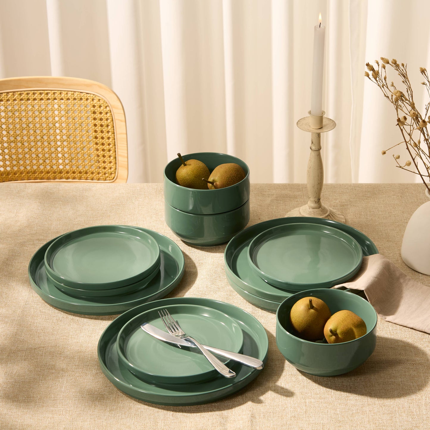 Kook Dinnerware Set, 12 Piece Service for 4, Ceramic